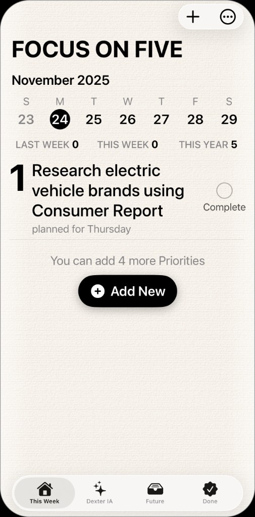 Focus on Five — priority added from Dexter AI