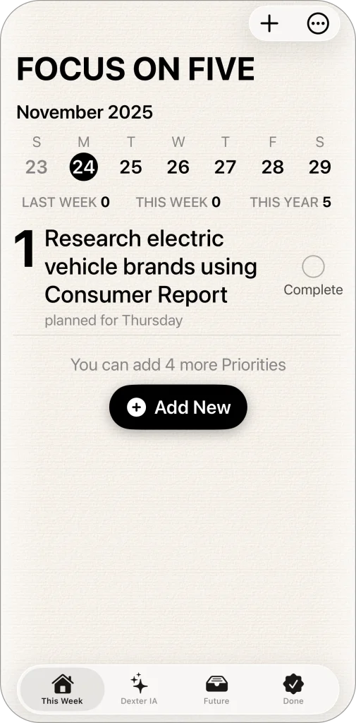 Focus on Five — priority added from Dexter AI