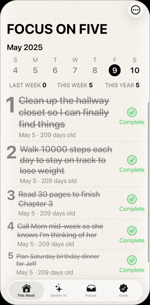 Focus on Five — all five priorities completed