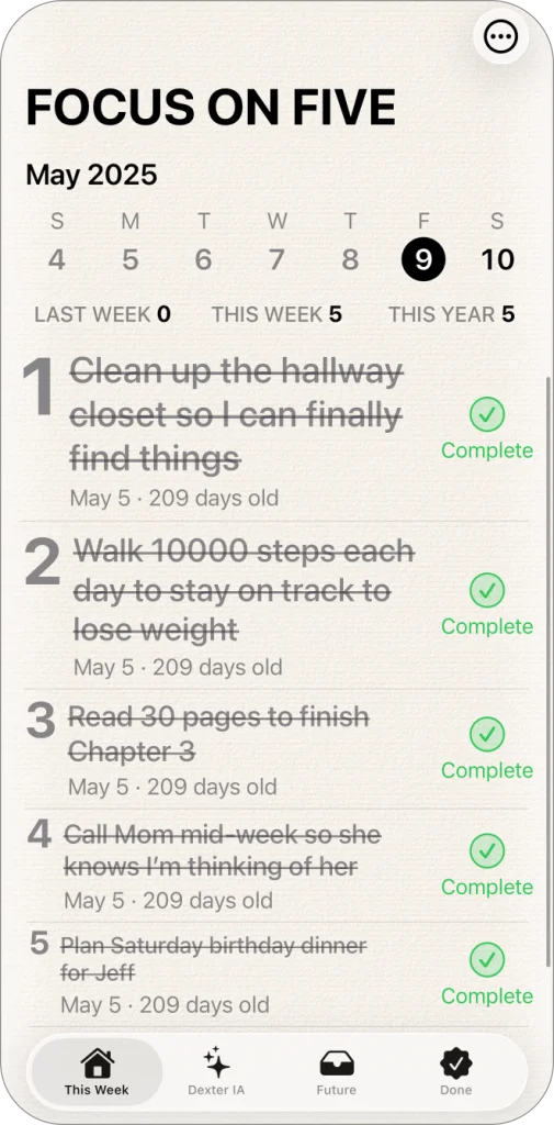 Focus on Five — all five priorities completed