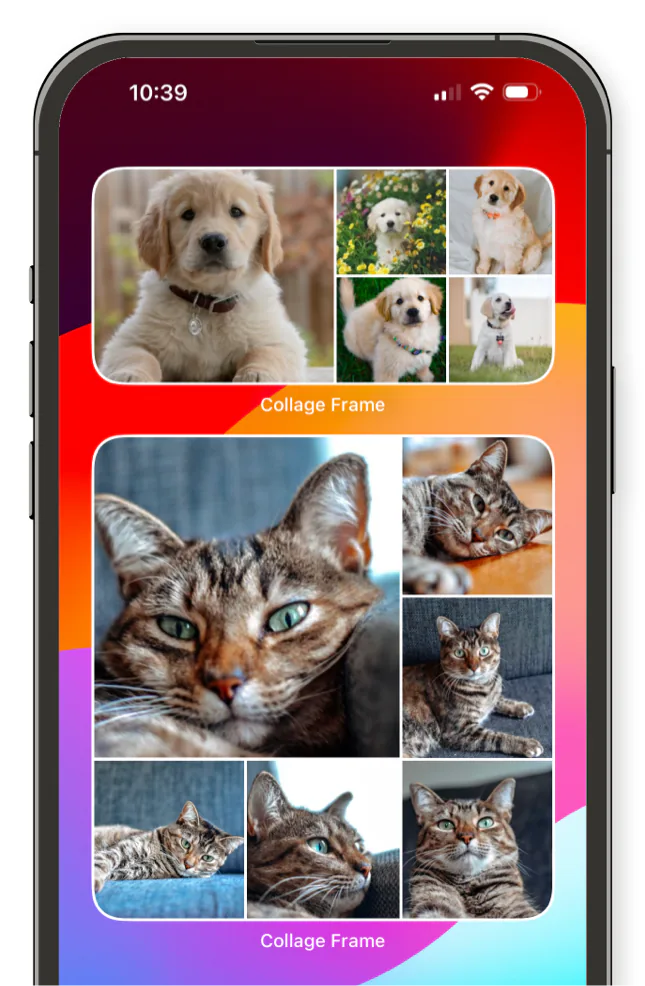 Collage Frame widget combining photos