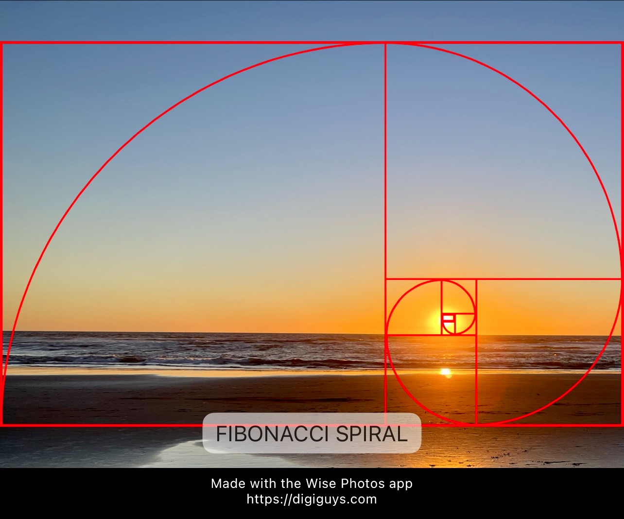 Wise Camera app Fibonacci Spiral composition rule