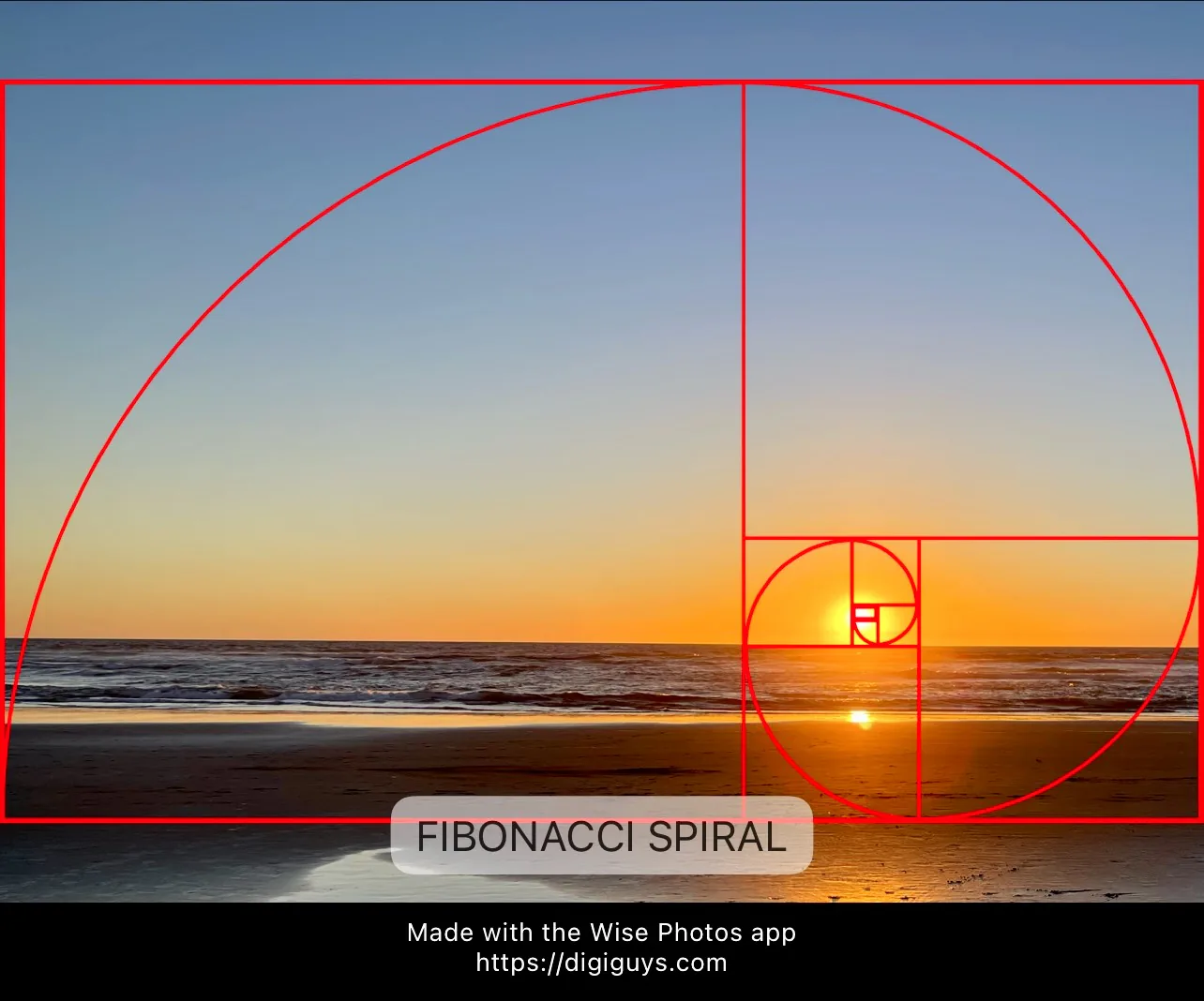 Wise Camera app Fibonacci Spiral composition rule