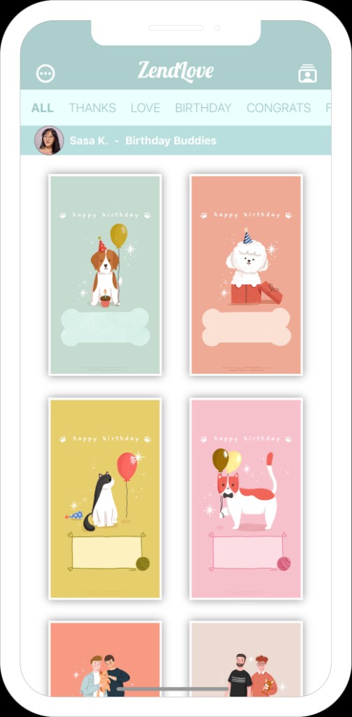 ZendLove Birthday Buddies card collection