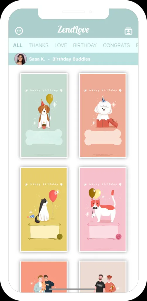 ZendLove Birthday Buddies card collection