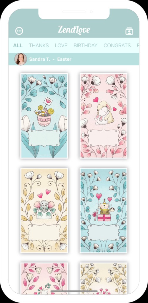 ZendLove sharing via iMessage, email, WhatsApp, and Messenger