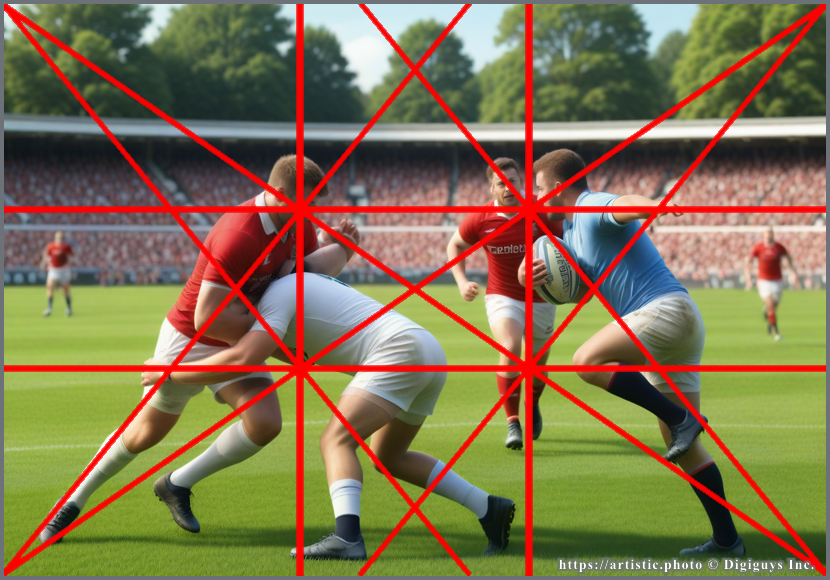 Dynamic Symmetry — rugby players aligned to dynamic grid