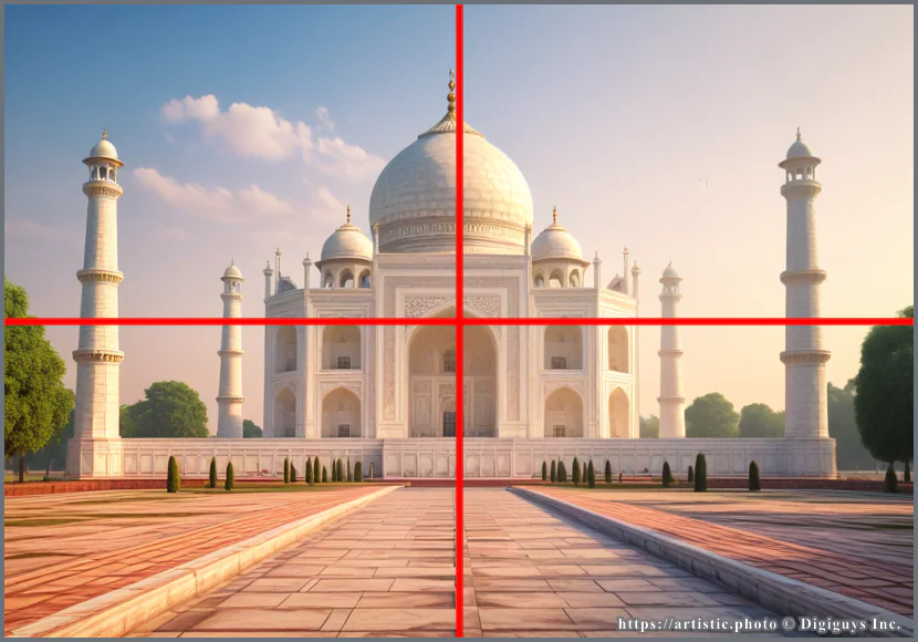 Symmetry composition — Taj Mahal centered on axis