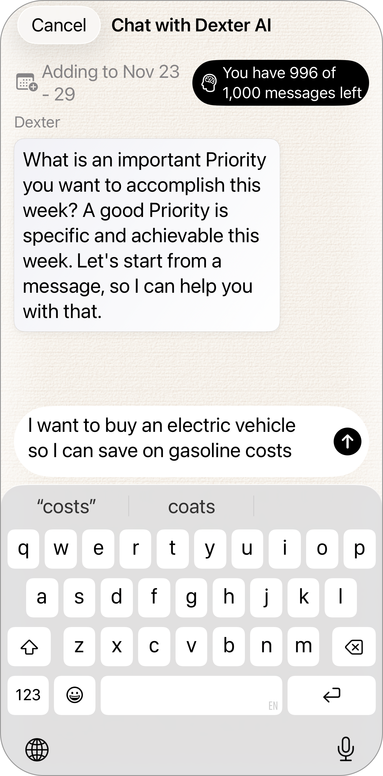 Focus on Five — Dexter AI suggestions