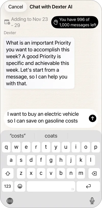 Focus on Five — Dexter AI suggestions