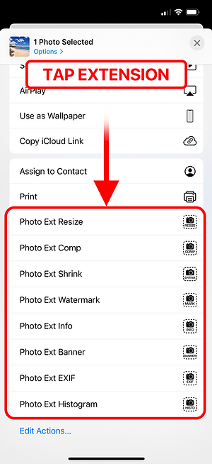 Photo Extension Info — camera info view