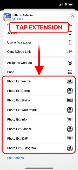 Photo Extension Info — camera info view