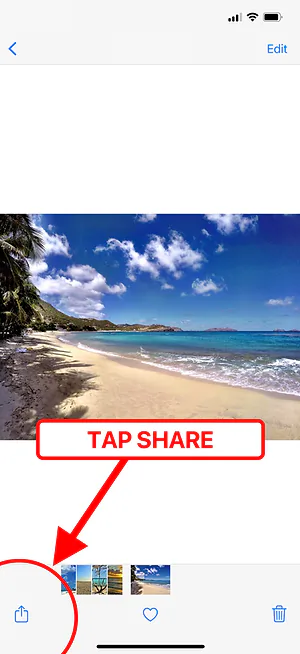 Apple Photos — tap action button