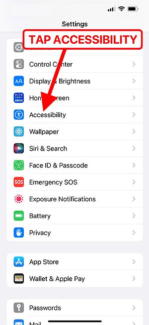 Settings — Accessibility