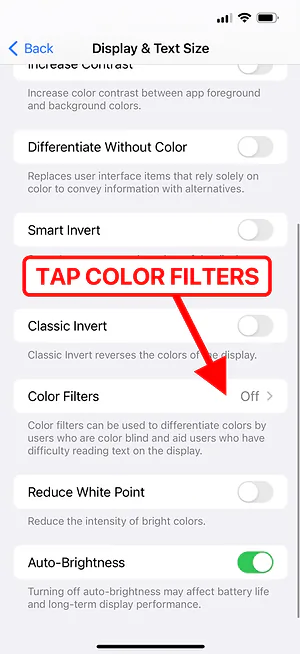 Settings — Color Filters