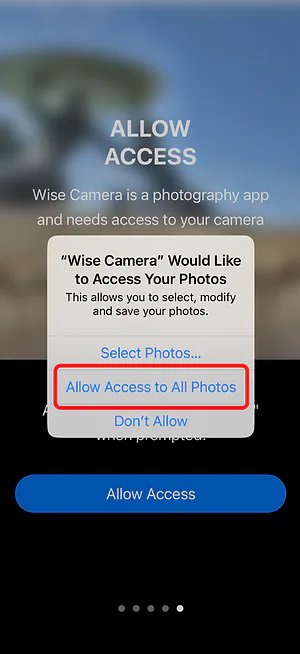 Wise Camera — installation permission prompt