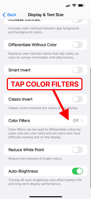 Settings — Color Filters