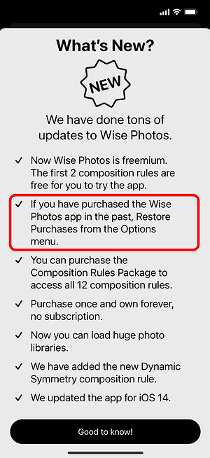 Wise Photos — open Options menu