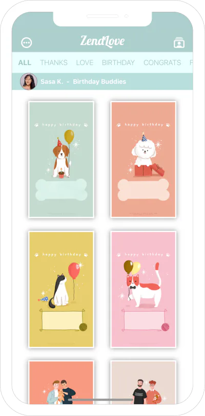 ZendLove card sharing options